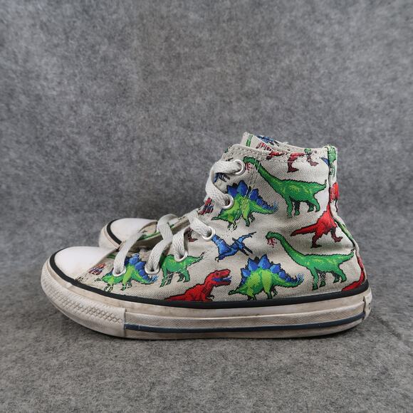 Converse Shoes Junior 1 Chuck Taylor All Star High Top Sneakers Dinosaurs Canvas - Picture 4 of 12